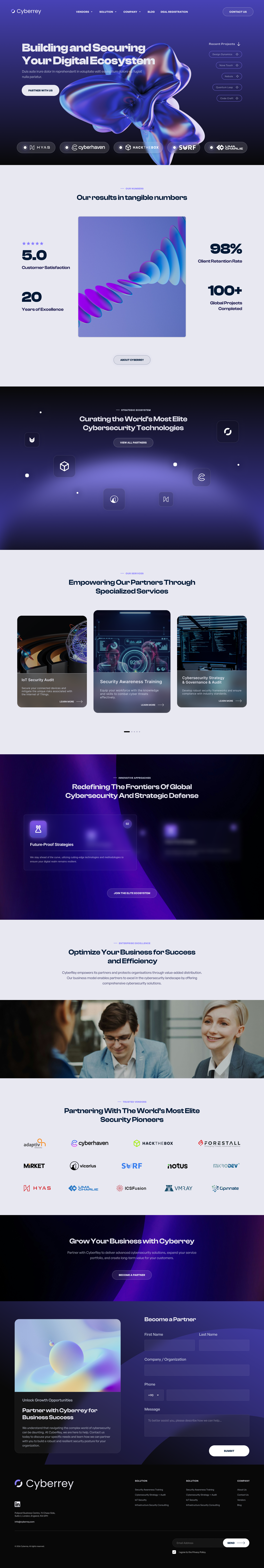 CyberRey — Cybersecurity Website Redesign - Desktop View